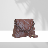 Aurora Quilted Chain Bag Canvas Fabric Mocha