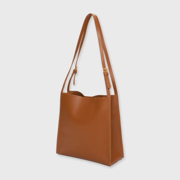 Aurora Classic Leather Tote Bag Caramel Faux Leather